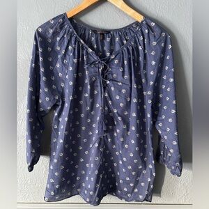 Victoria’s Secret | cotton | lace detail | tassel | floral | blouse | S